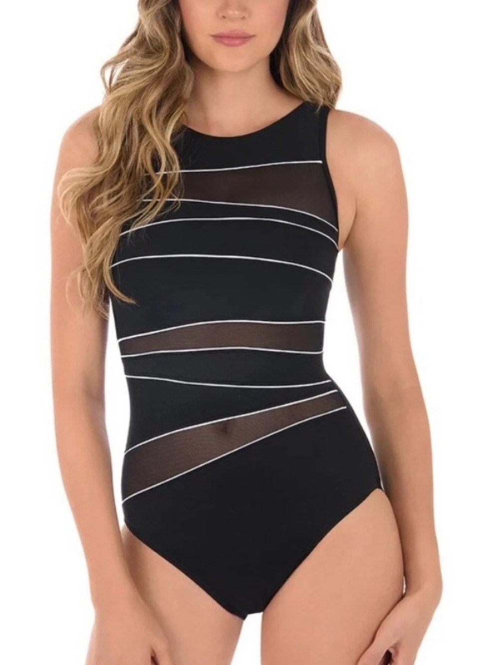 Miraclesuit Spectra Somerset One Piece Swimsuit Black/White size 14